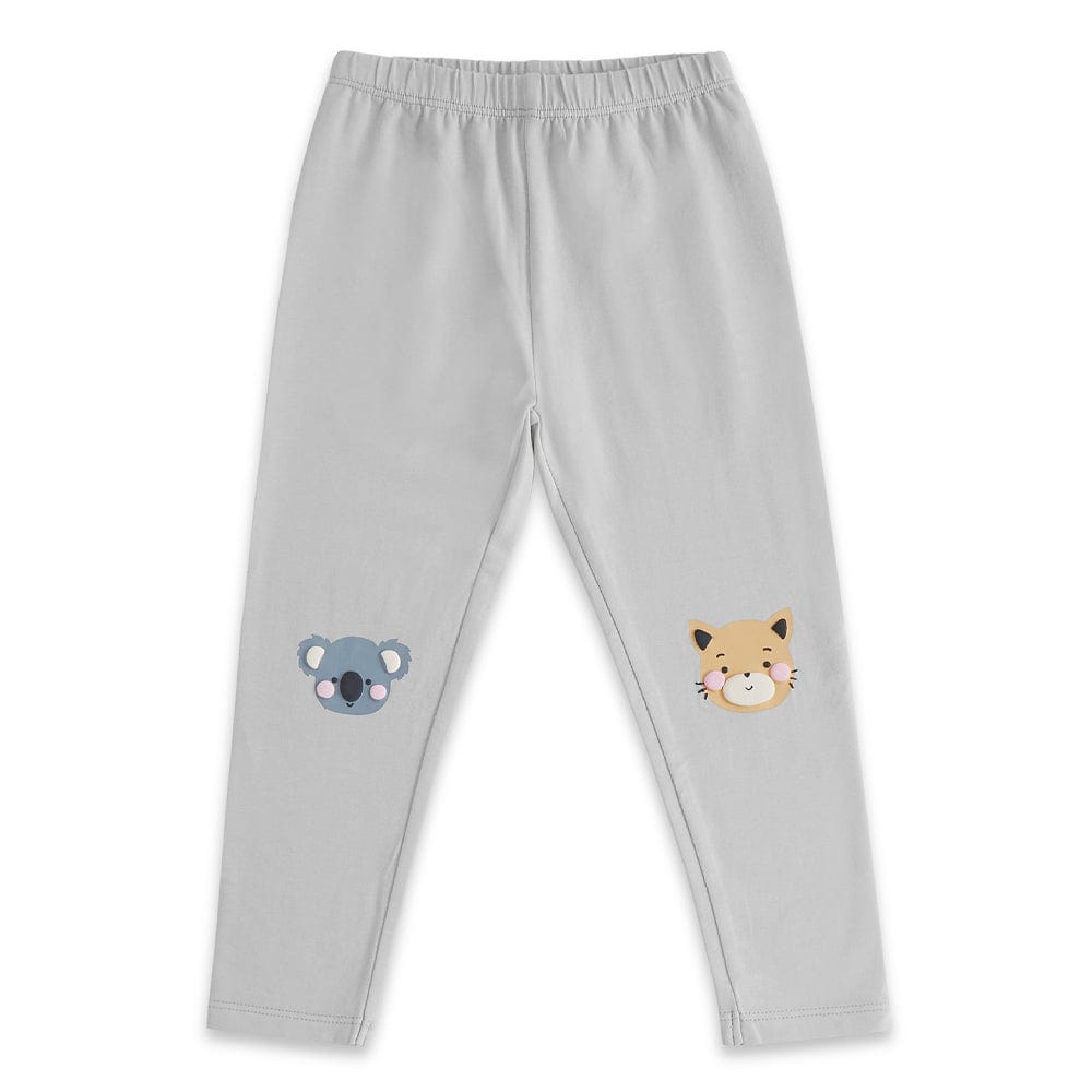 100% Cotton Full Length Girl Leggings, Grey