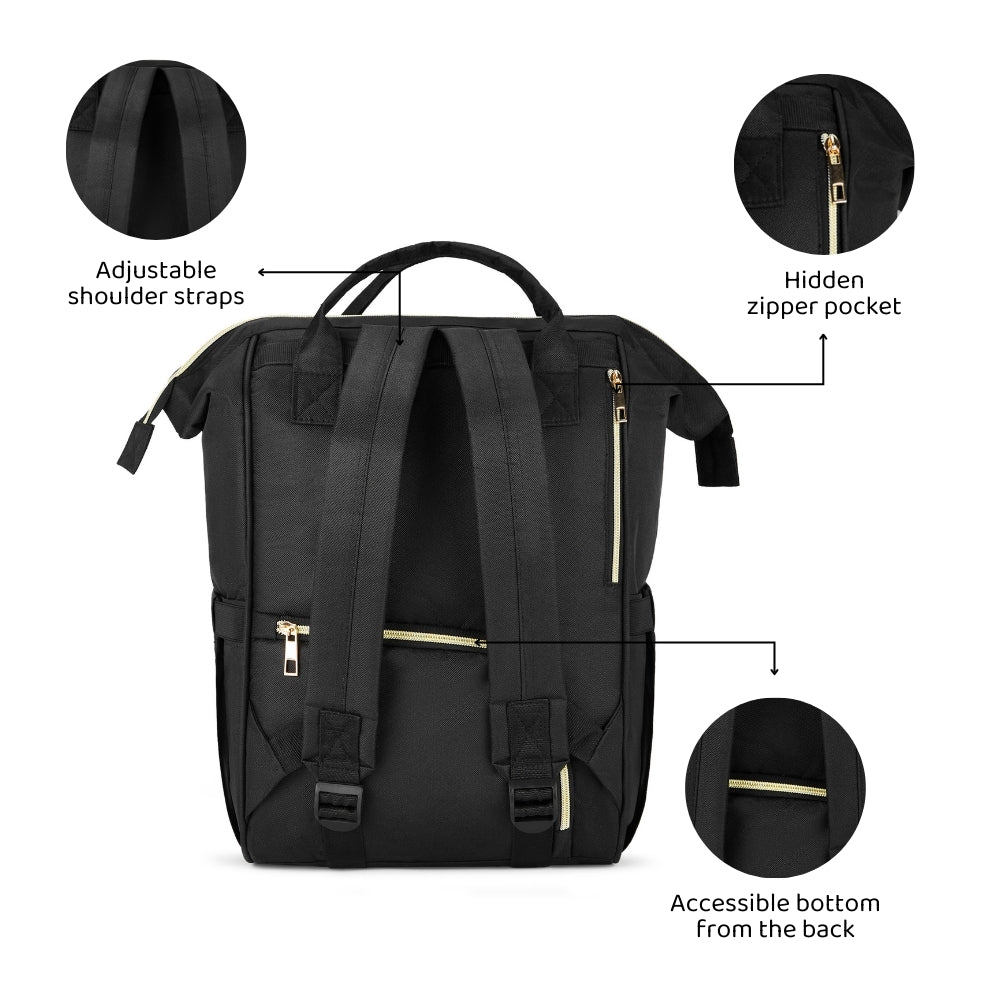 Chic Diaper Bag Backpack (Capacity - 20L) , Black
