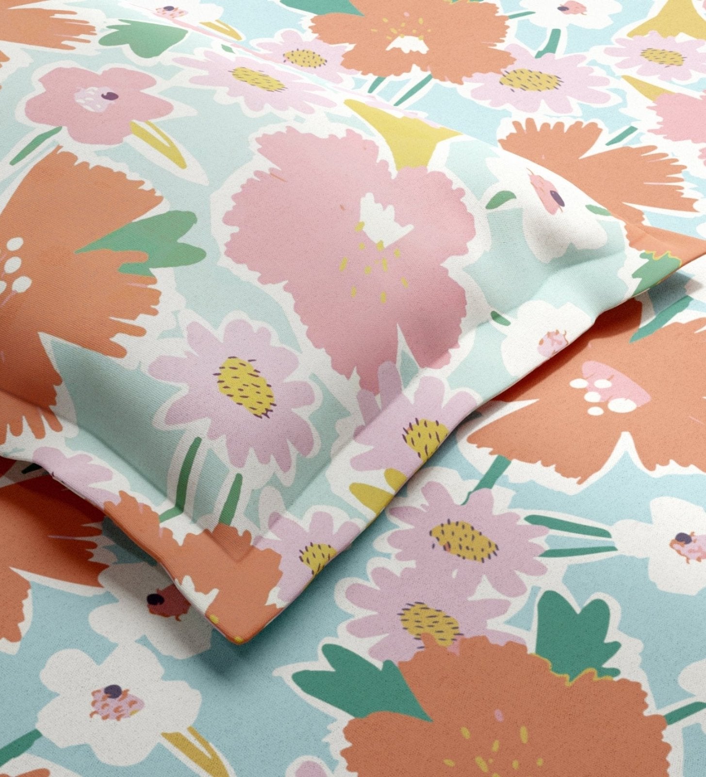 Abstract Floral 100% Cotton King Flat Bedsheet, 144 TC - Bedsheets | haus & kinder