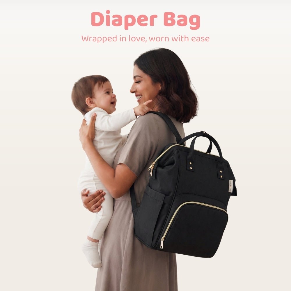 Black Chic Diaper Bag Backpack (Capacity - 20L) - Diaper Bag | haus & kinder