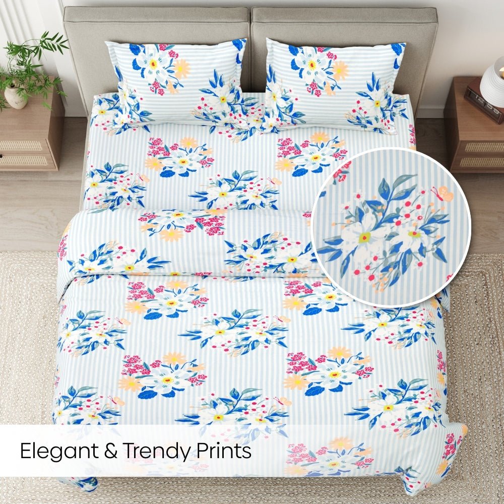 Floral Tapestry Combed Cotton King Flat Bedsheet, 186 TC - Bedsheets | haus & kinder