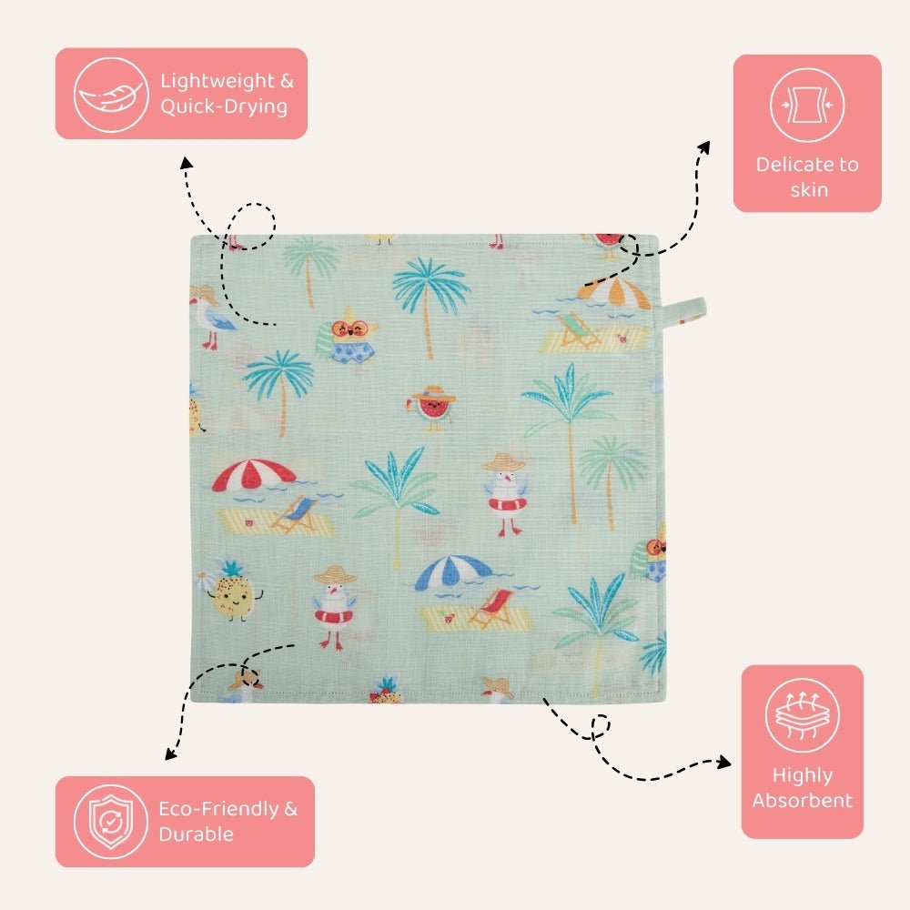 Tropical Twist 100% Cotton Pack of 5 Wash Cloth 0 - 12 Months - Baby Essentials | haus & kinder