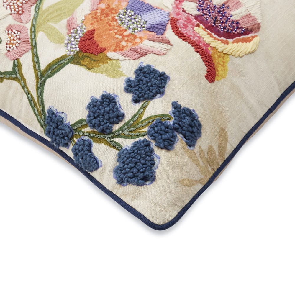 Embroidered Decorative Cushion Cover, Beaded flowers