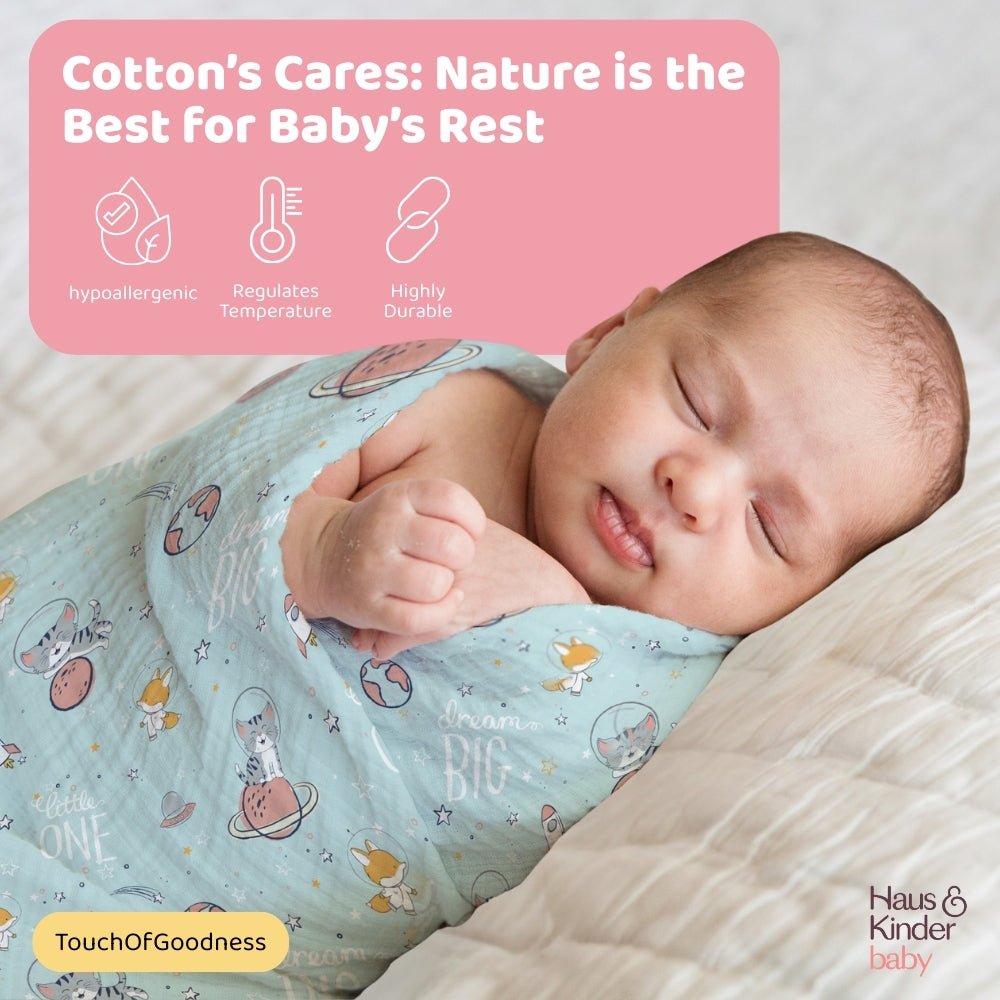 Oasis Collection 100% Cotton Muslin Swaddle Pack Of 3 | 0 to 3 Months - Swaddles | haus & kinder