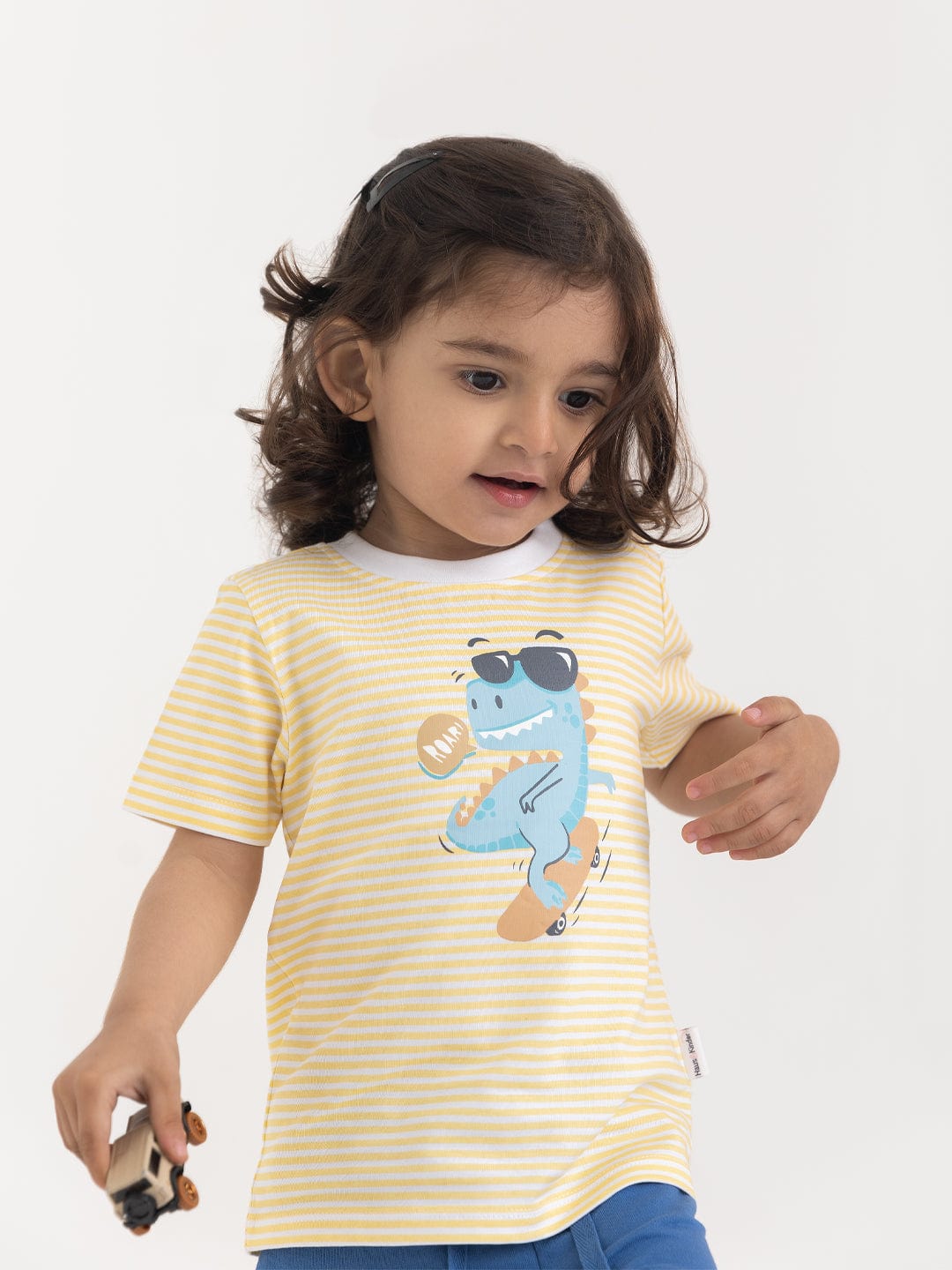 100% Cotton Half Sleeve Boy T-Shirt, Blue-Yellow