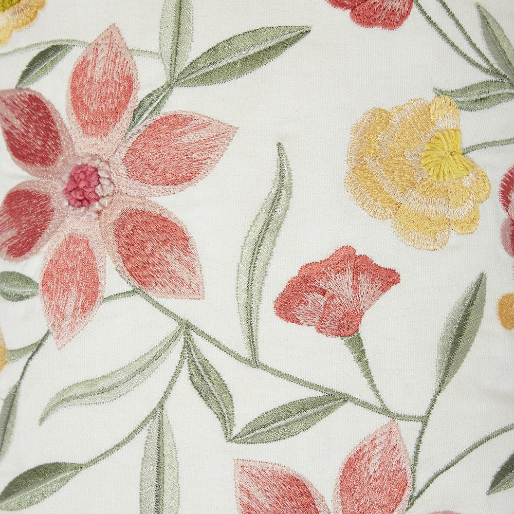 Embroidered Decorative Cushion Cover, Coral Lily