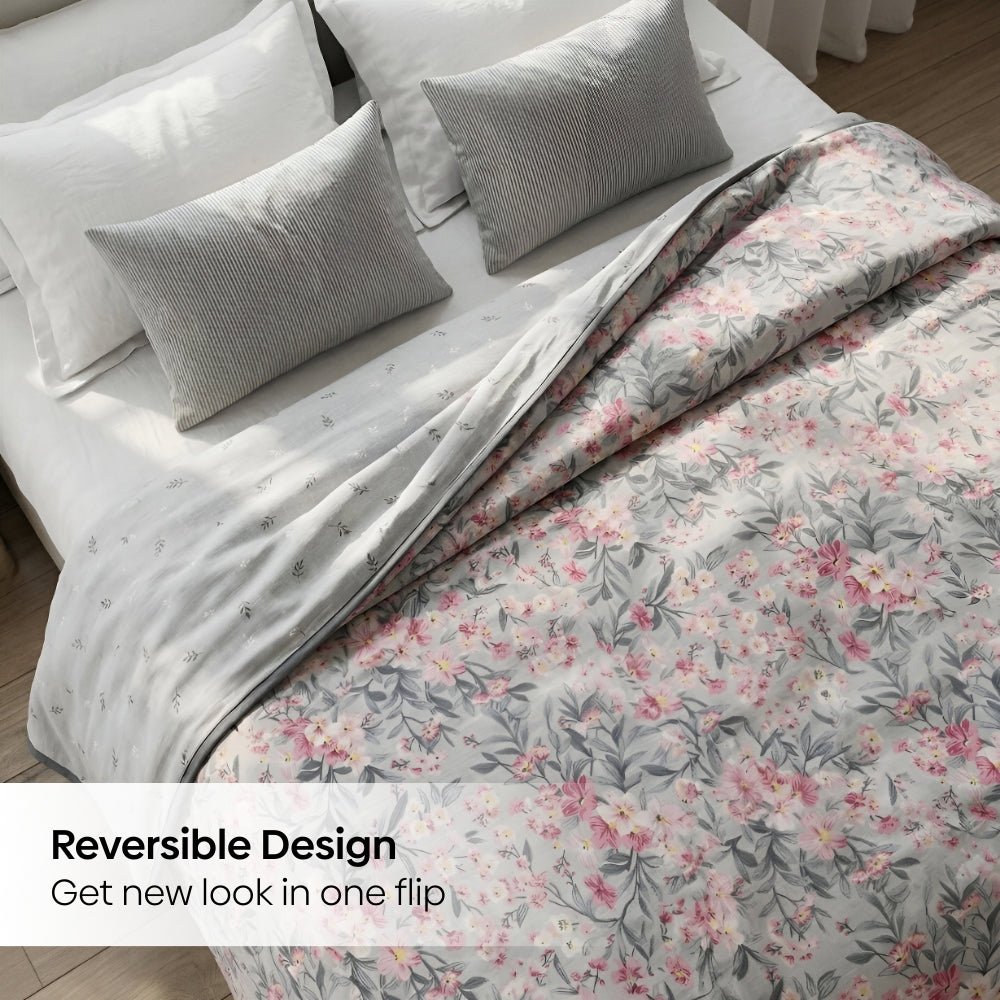 Moments 100% Cotton Reversible Double Dohar Set Of 1, Grey - Dohar | haus & kinder