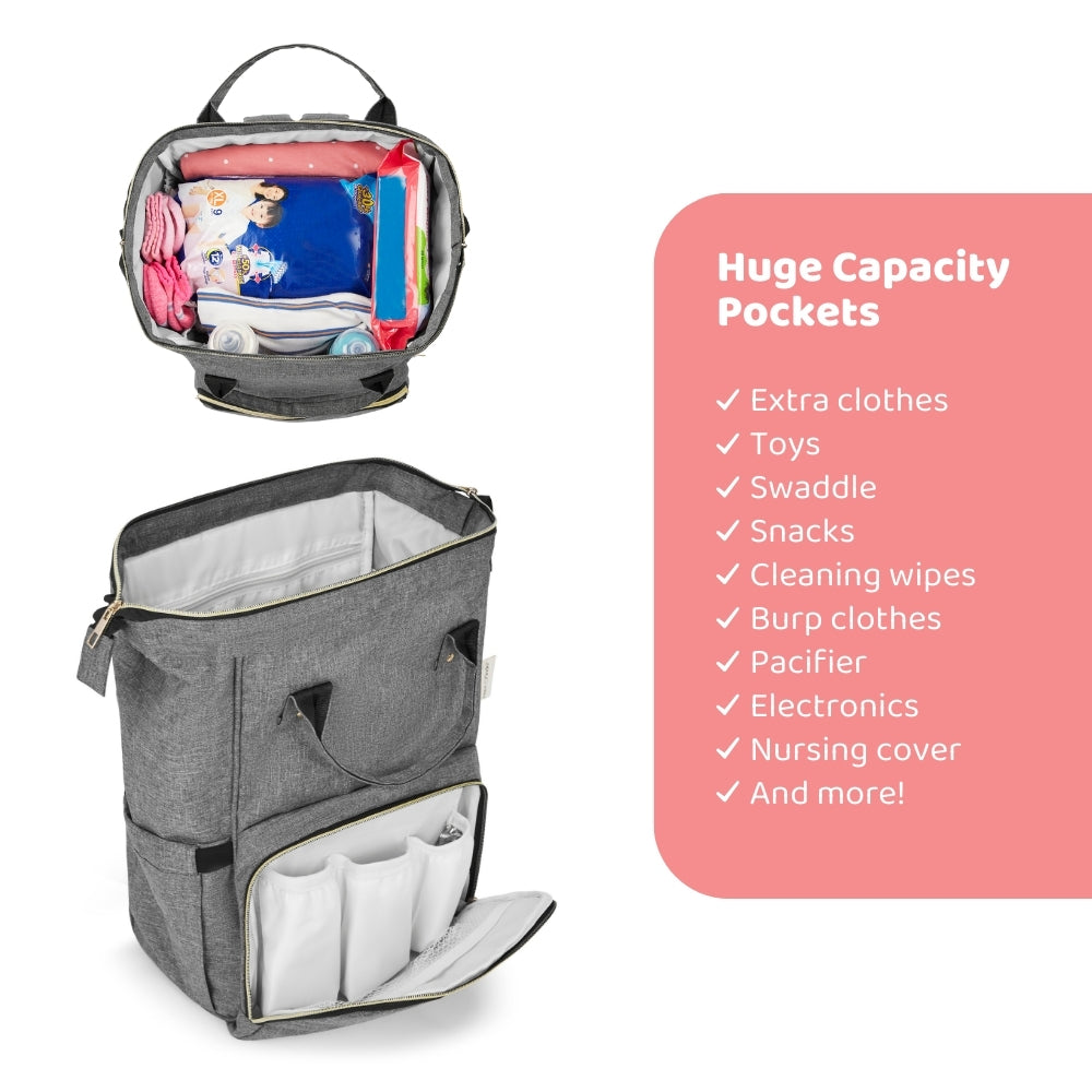 Chic Diaper Bag Backpack (Capacity - 20L) , Grey
