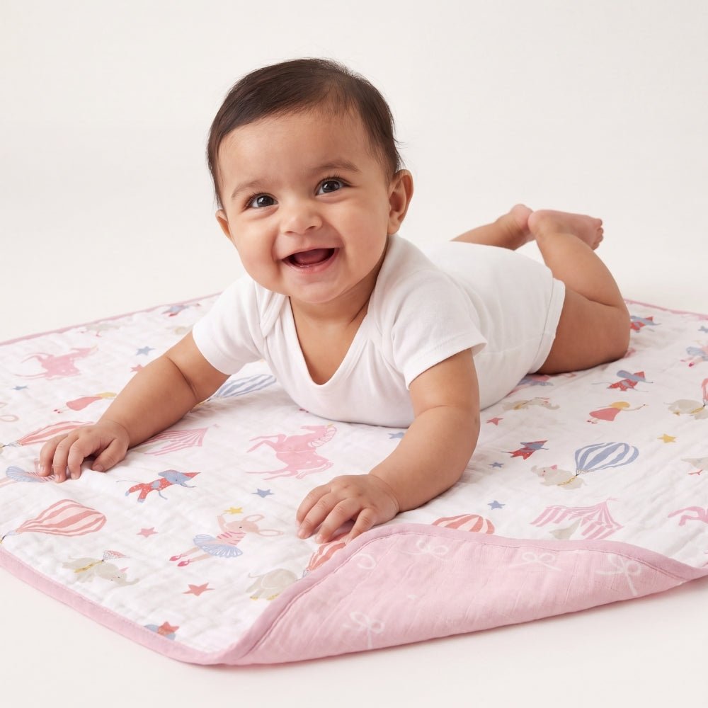 Dreamy Carnival 3-Layer Reversible Muslin Baby Blanket - Swaddles and Blankets | haus & kinder