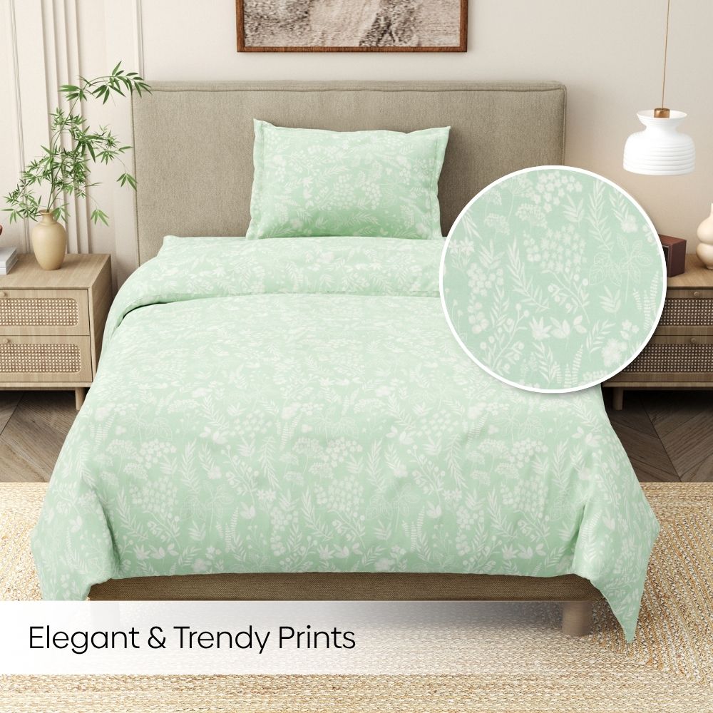 Silver Meadow Bloom Single Flat Size Bedsheet, 186 TC