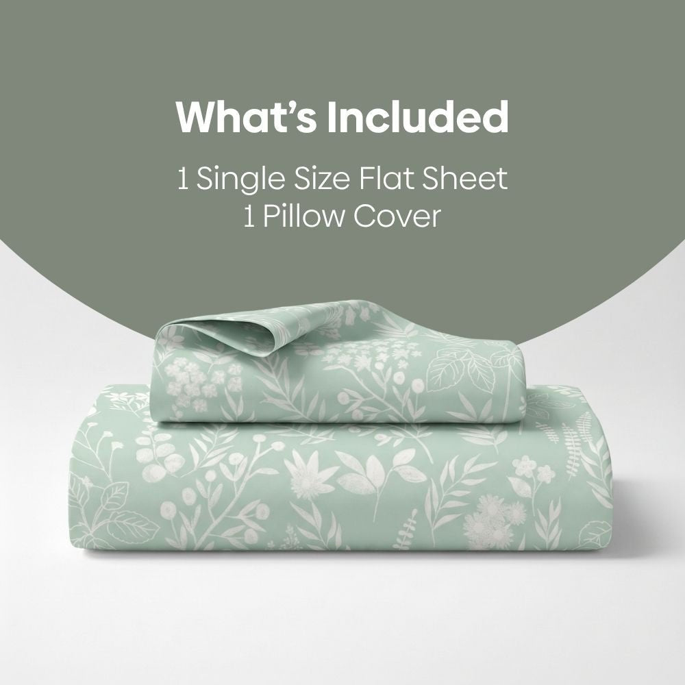 Silver Meadow Bloom Single Flat Size Bedsheet, 186 TC - Single Size | haus & kinder