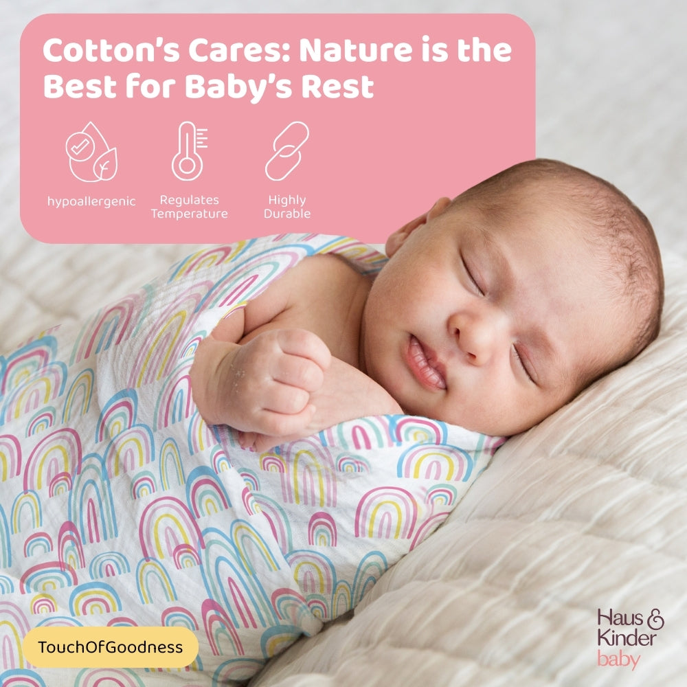 Rainbow Collection 100% Cotton Soft Muslin Swaddles Wrap for Newborn Baby - Pack of 3, Multicolor