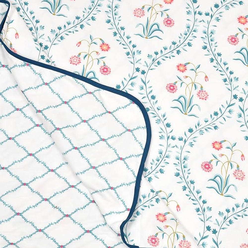 Pink Blossom Reversible AC Blanket - Pink & Blue