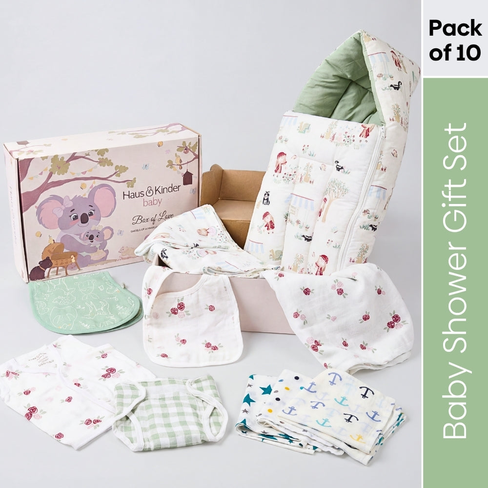 Box Of Love Baby Essentials I Perfect Baby Shower Gift Pack I – Scarlet on Adventure Edit (Pack of 10)