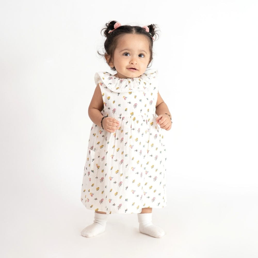 100% Cotton Blossia Frock with Blommer- White