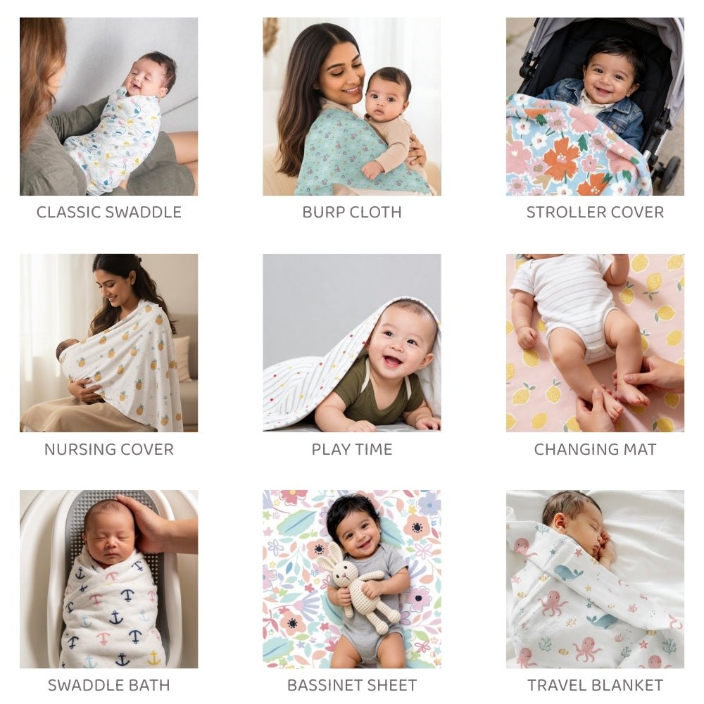Little Sunshine Collection 100% Cotton Muslin Swaddle Pack Of 3 - Swaddles | haus & kinder