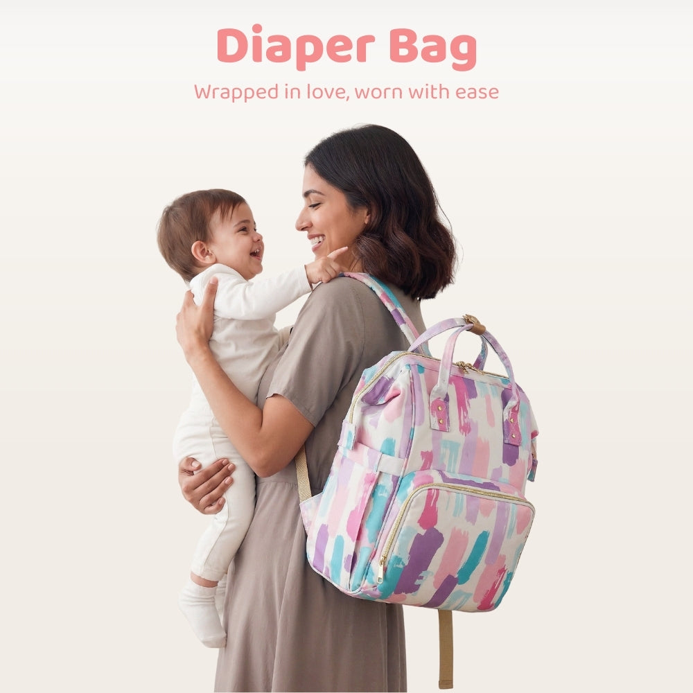 Art on Canvas - Chic Diaper Bag Backpack for New Moms, Color Splash