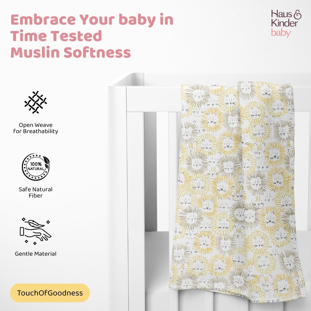 Animal Arcade Collection 100% Cotton Muslin Swaddle Pack Of 3