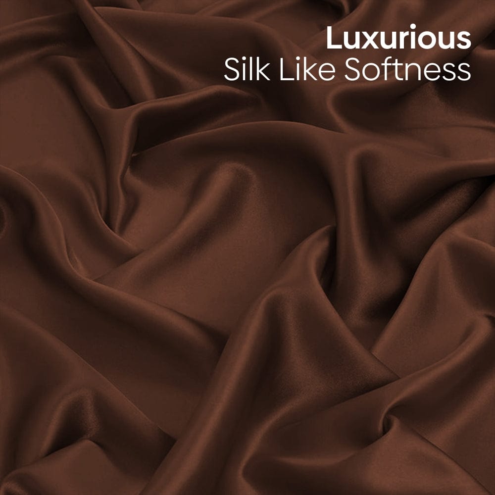 Satin Royale Mocha Velvet 300TC Satin Double Bedsheet - Bedsheets | haus & kinder