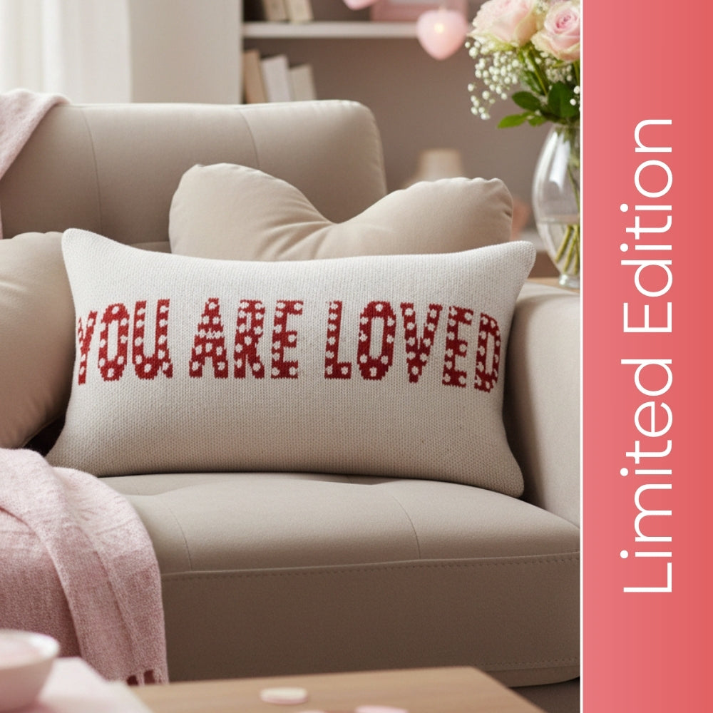 Decorative Knitted Jacquard Cushion Cover, Red