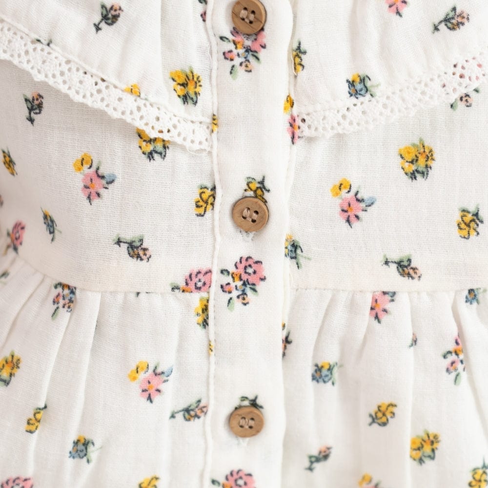 100% Cotton Blossia Frock with Blommer- White