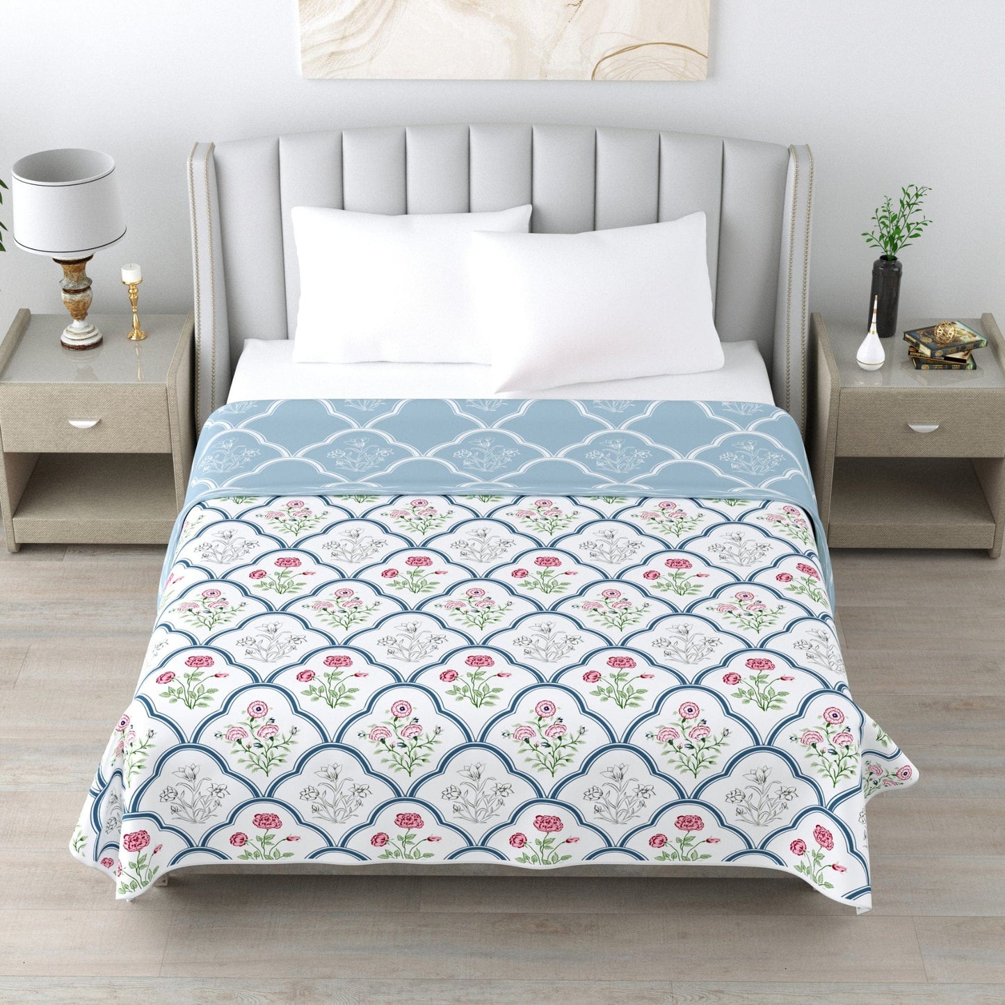 100% Cambric cotton Reversible AC Blanket - Classic Trellis