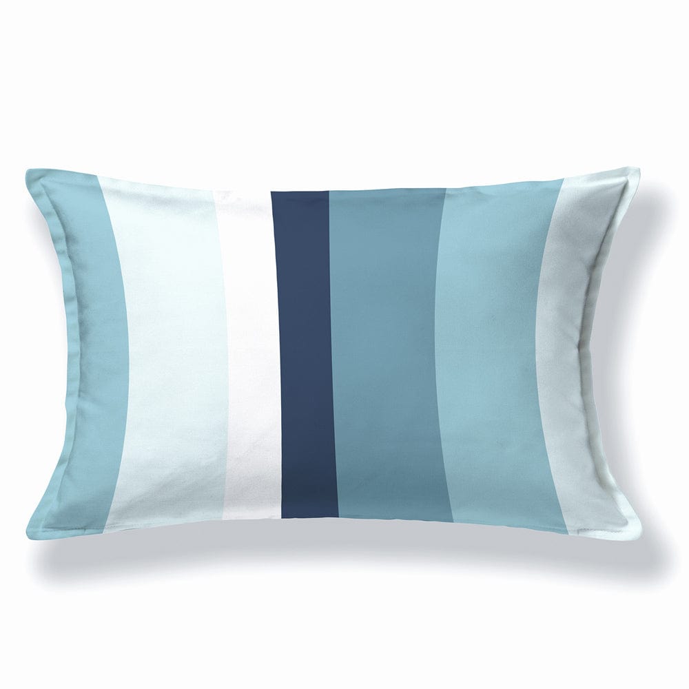 Coastal Stripes Navy 100% Cotton Double Fitted Bedsheet, 186 TC