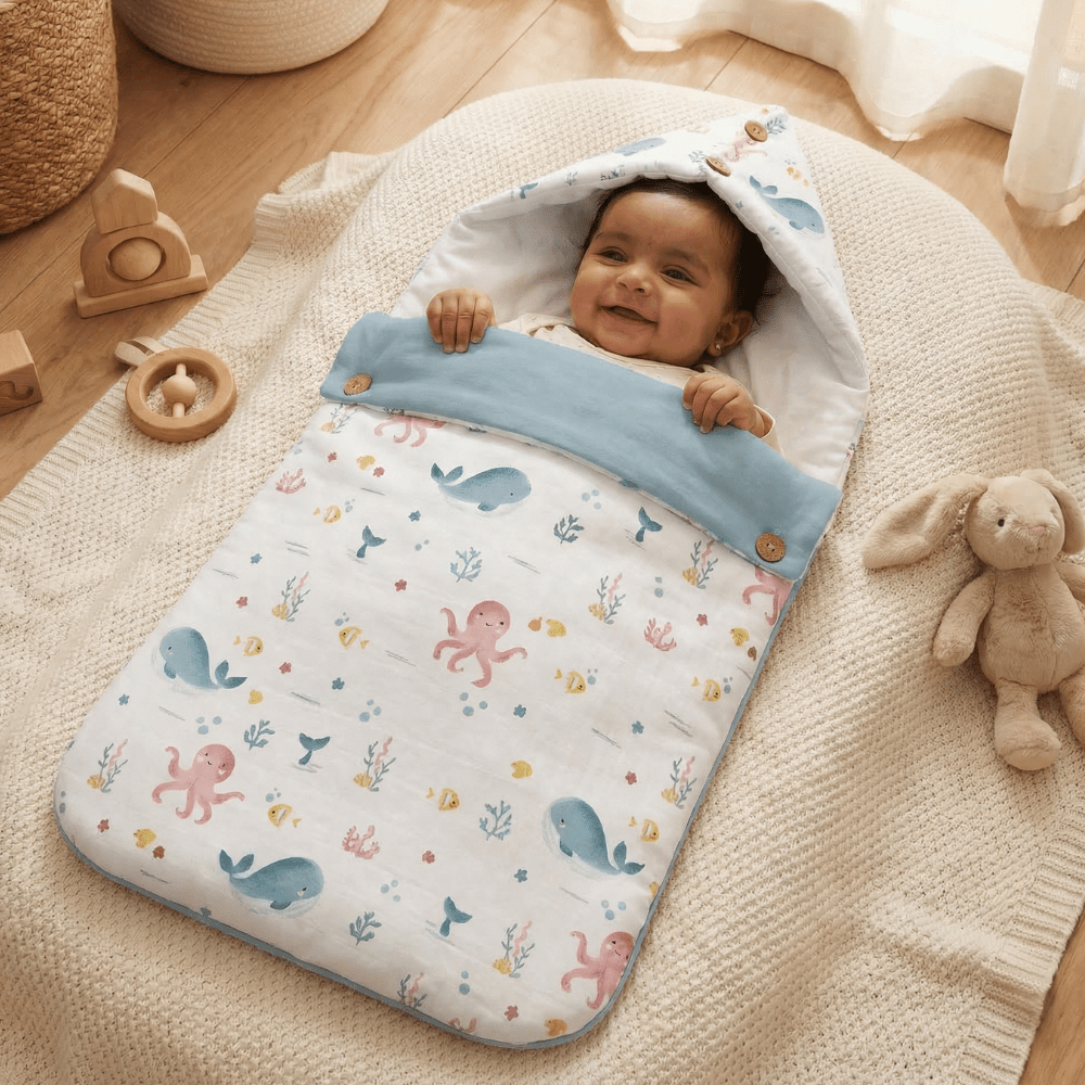 Vitamin Sea Muslin Carrier Nest / sleeping bag , 0-12 Months - Carrier Nest | haus & kinder