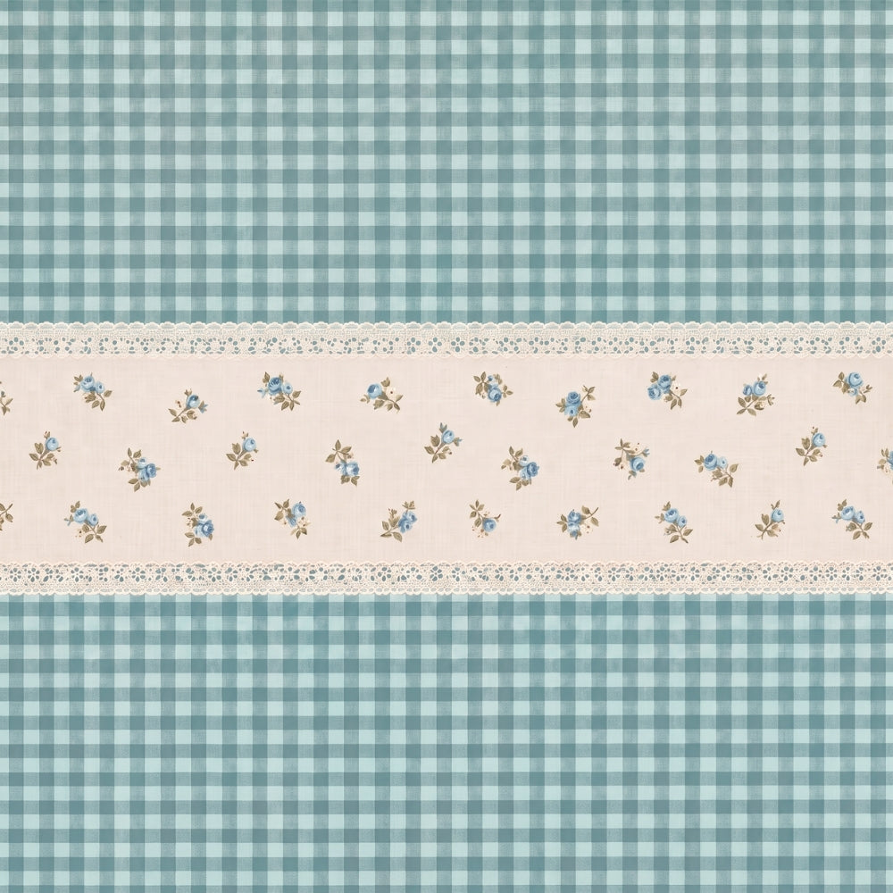 Petal Plaids Embroidered 100% Cotton Bed Cover Set, Sea Blue