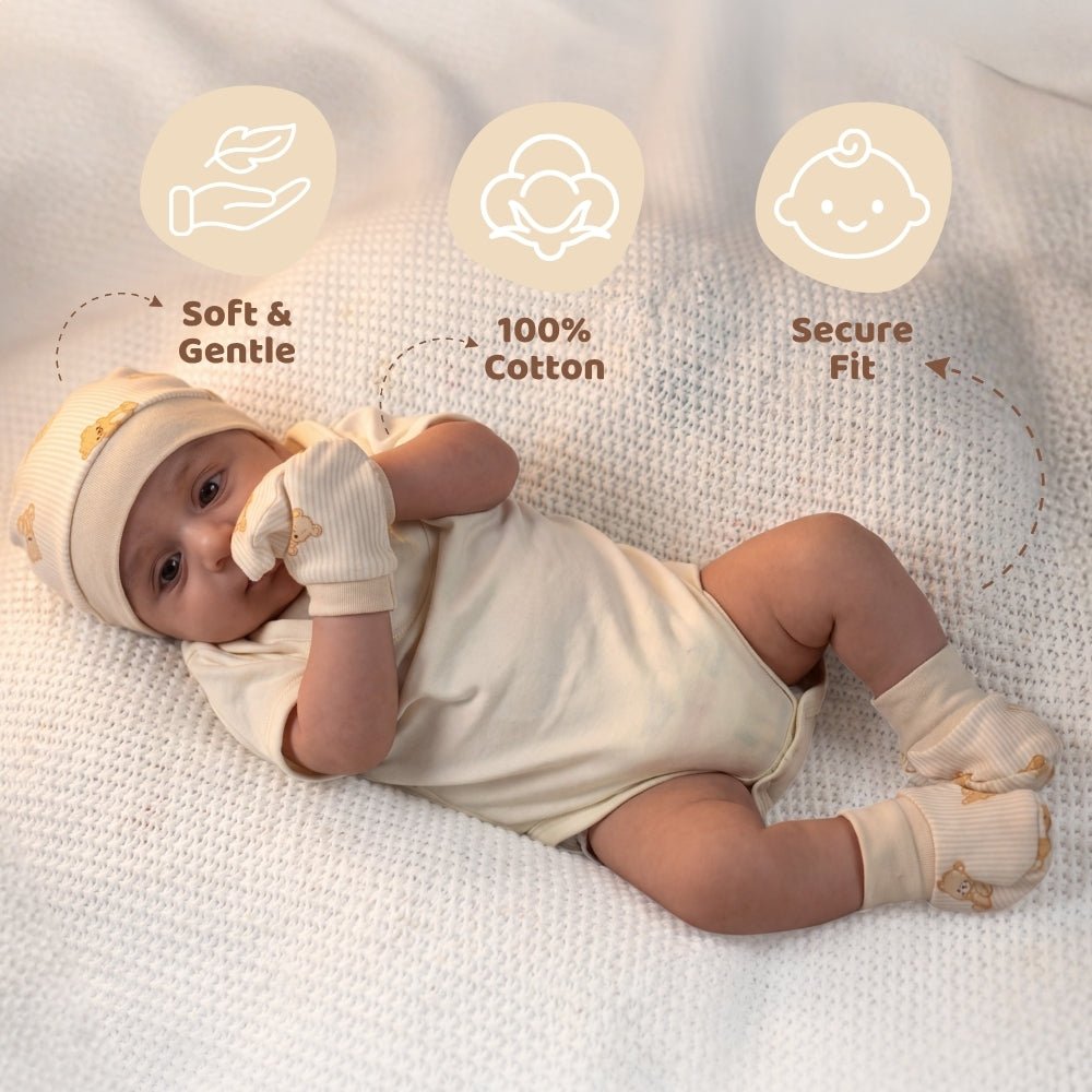 Teddykins Baby Cap, Mittens and Booties Set – 6 Pieces - Baby Essentials | haus & kinder