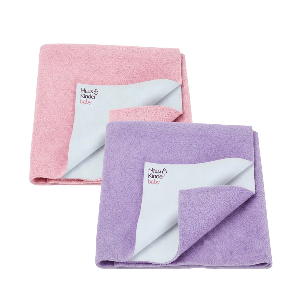 Waterproof Quick Dry Sheet for Baby, Lilac & Pink, Pack of 2 - | haus & kinder