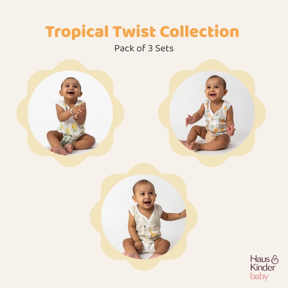 Breeze Baby Vests And Nappies Pack of 3 Sets- Tropical Twist - Clothing | haus & kinder