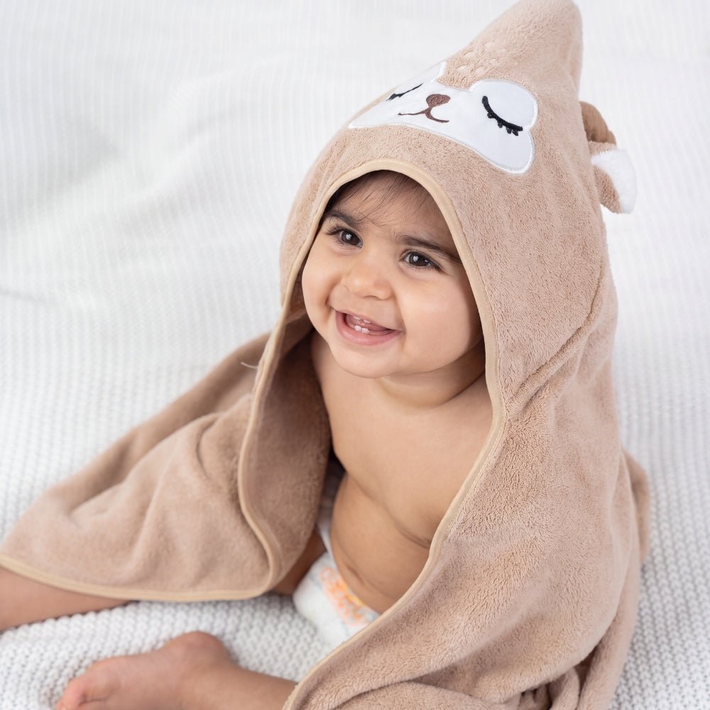 100% Microfiber Terry Cotton Hooded Baby Towel- Little Fawn - Hooded Towel | haus & kinder