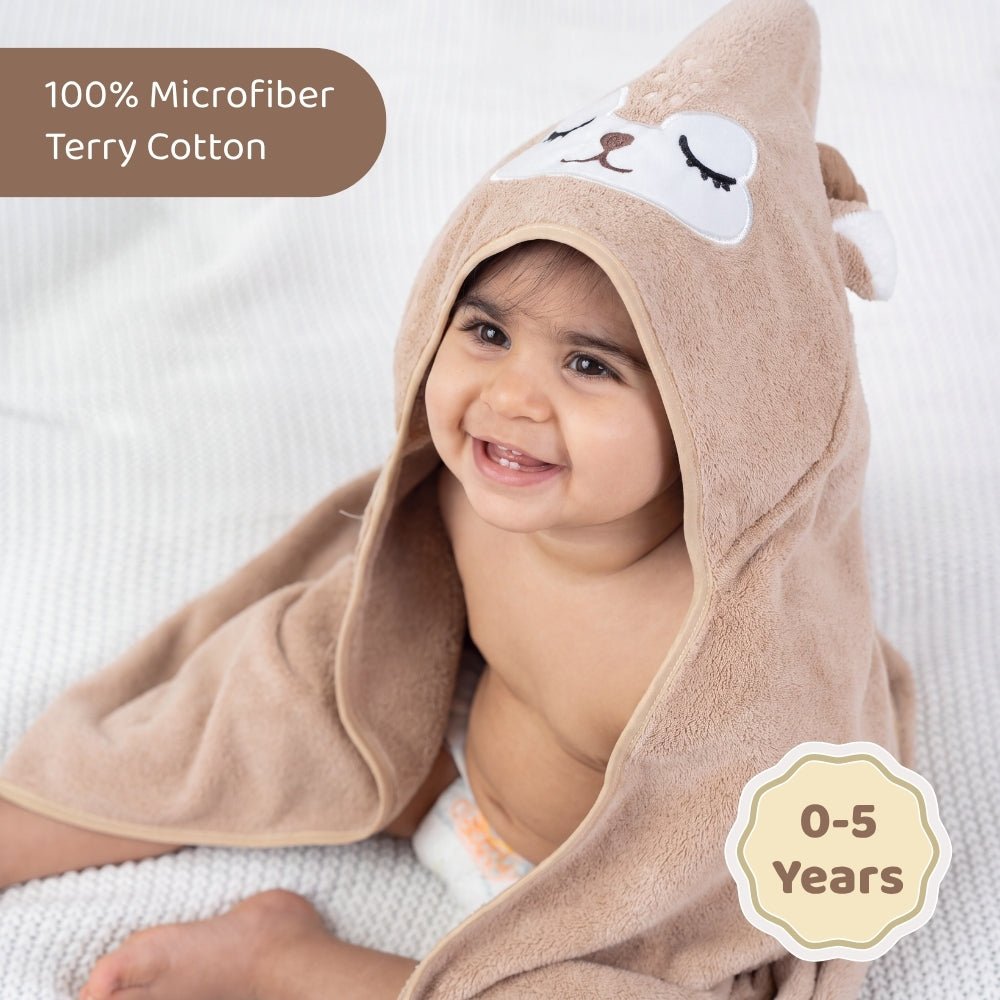 100% Microfiber Terry Cotton Hooded Baby Towel- Little Fawn - Hooded Towel | haus & kinder