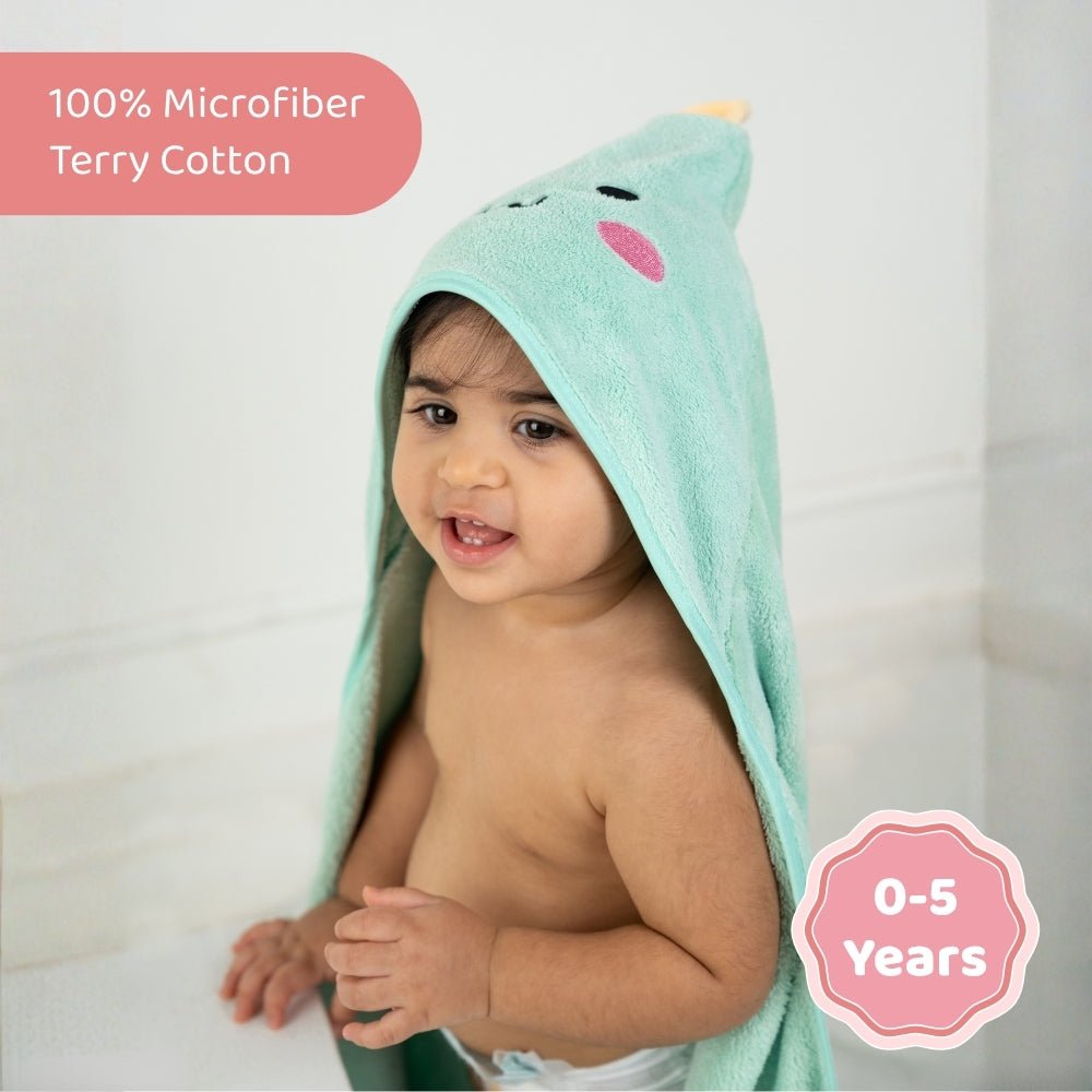 100% Microfiber Terry Cotton Hooded Baby Towel-Dino Explorer - Hooded Towel | haus & kinder