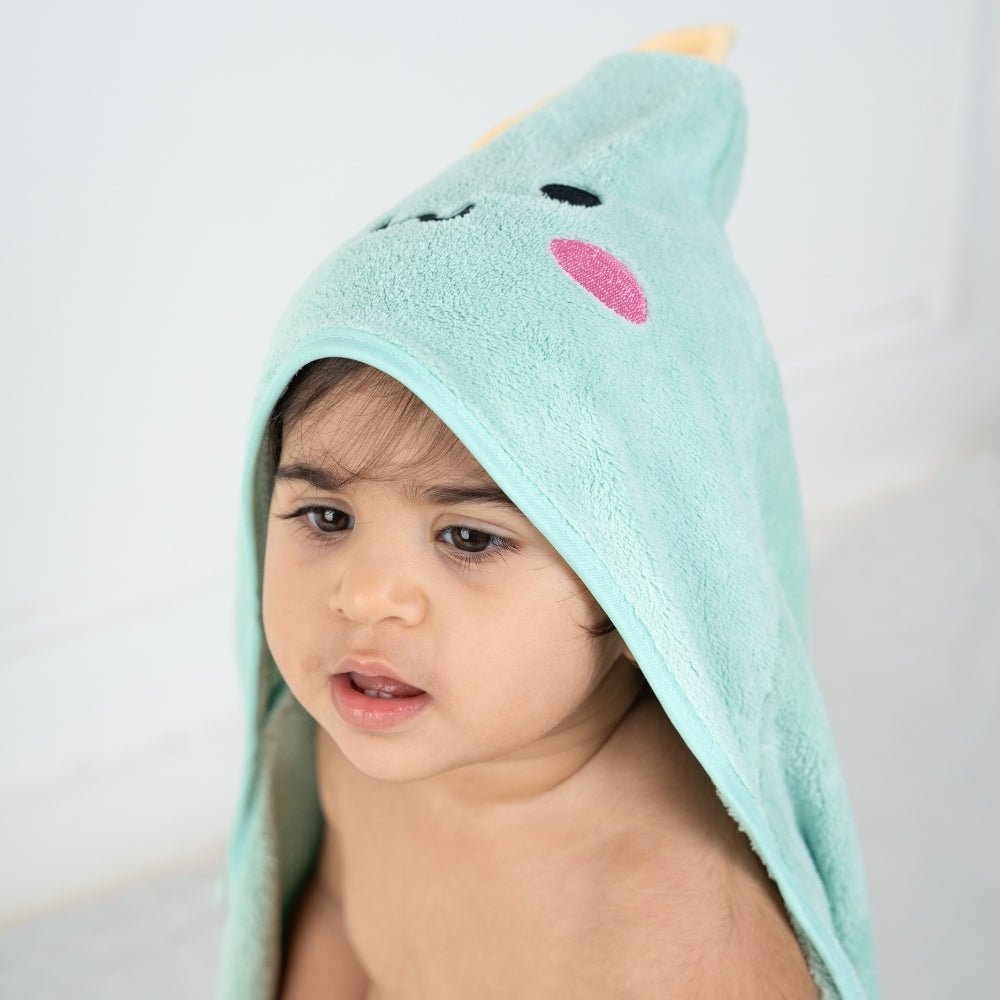 100% Microfiber Terry Cotton Hooded Baby Towel-Dino Explorer - Hooded Towel | haus & kinder