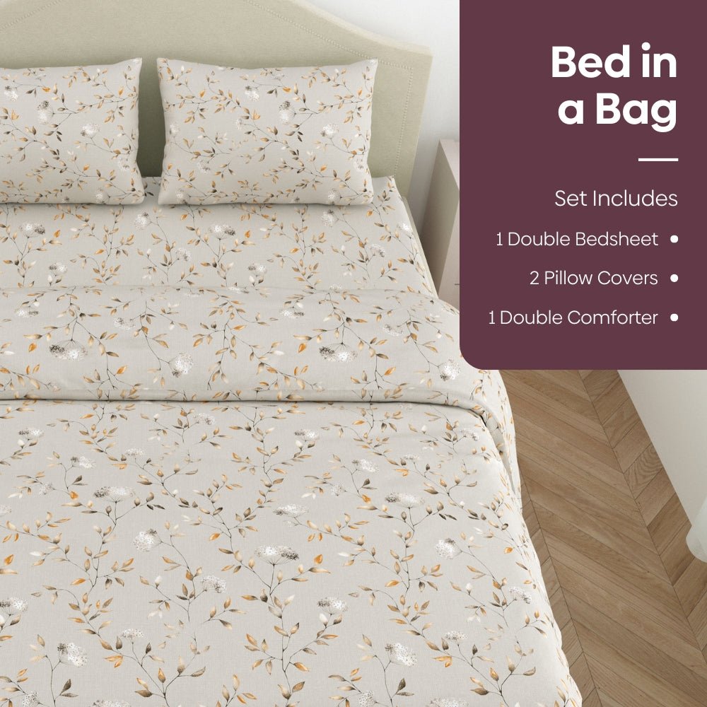 Amber Microfiber Set of 4- Bed In A Bag, Ivory - Bedsheets | haus & kinder