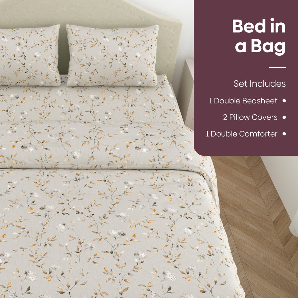 Emrald Super Soft Microfiber Set of 4- Bed In A Bag, Ivory