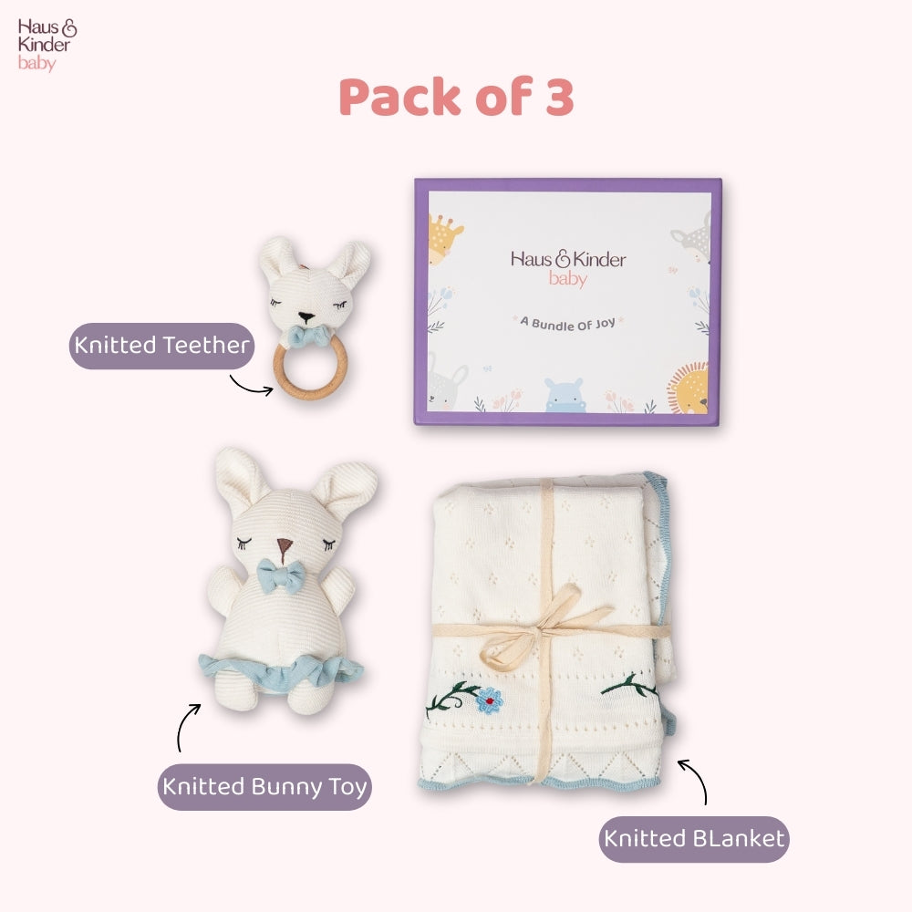 Baby Shower Gift Set-Bunny Hush, White and Blue