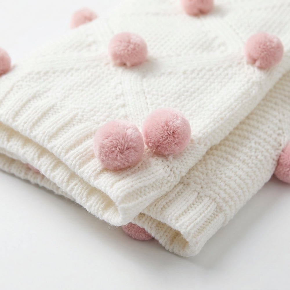 Bubblegum Pom Pom 100% cotton knitted Summer AC blanket 0 - 3 years - Blanket | haus & kinder