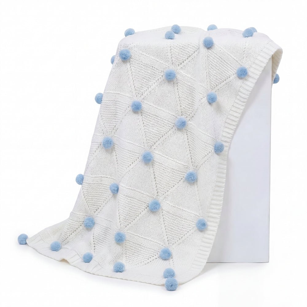 Whimsical Pom Pom 100%cotton knitted Summer AC blanket 0- 3 years - Blanket | haus & kinder