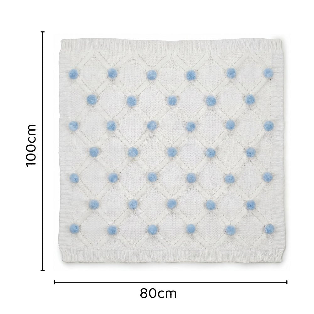 Whimsical Pom Pom 100%cotton knitted Summer AC blanket 0- 3 years - Blanket | haus & kinder