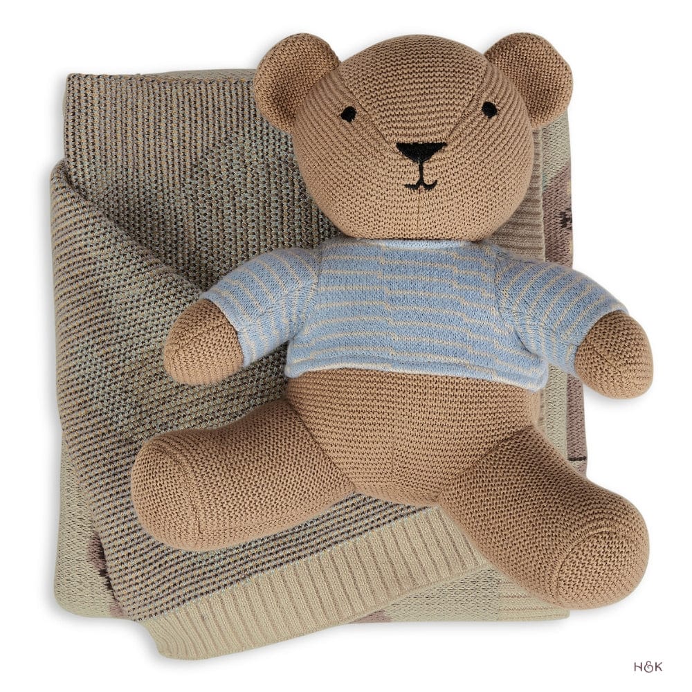 Muffin Bear Knitted Summer/ AC blanket with Toy