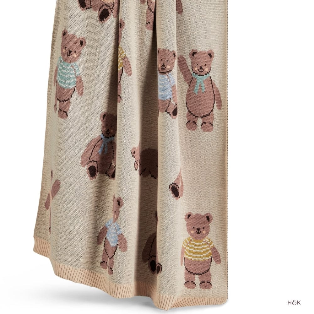 Muffin Bear Knitted Summer/ AC blanket with Toy