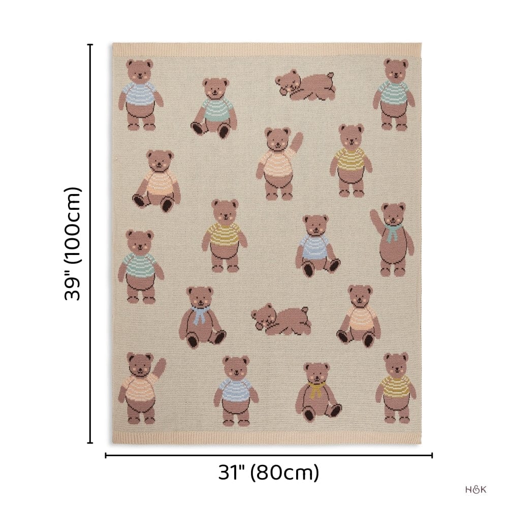 Muffin Bear Knitted Summer/ AC blanket with Toy