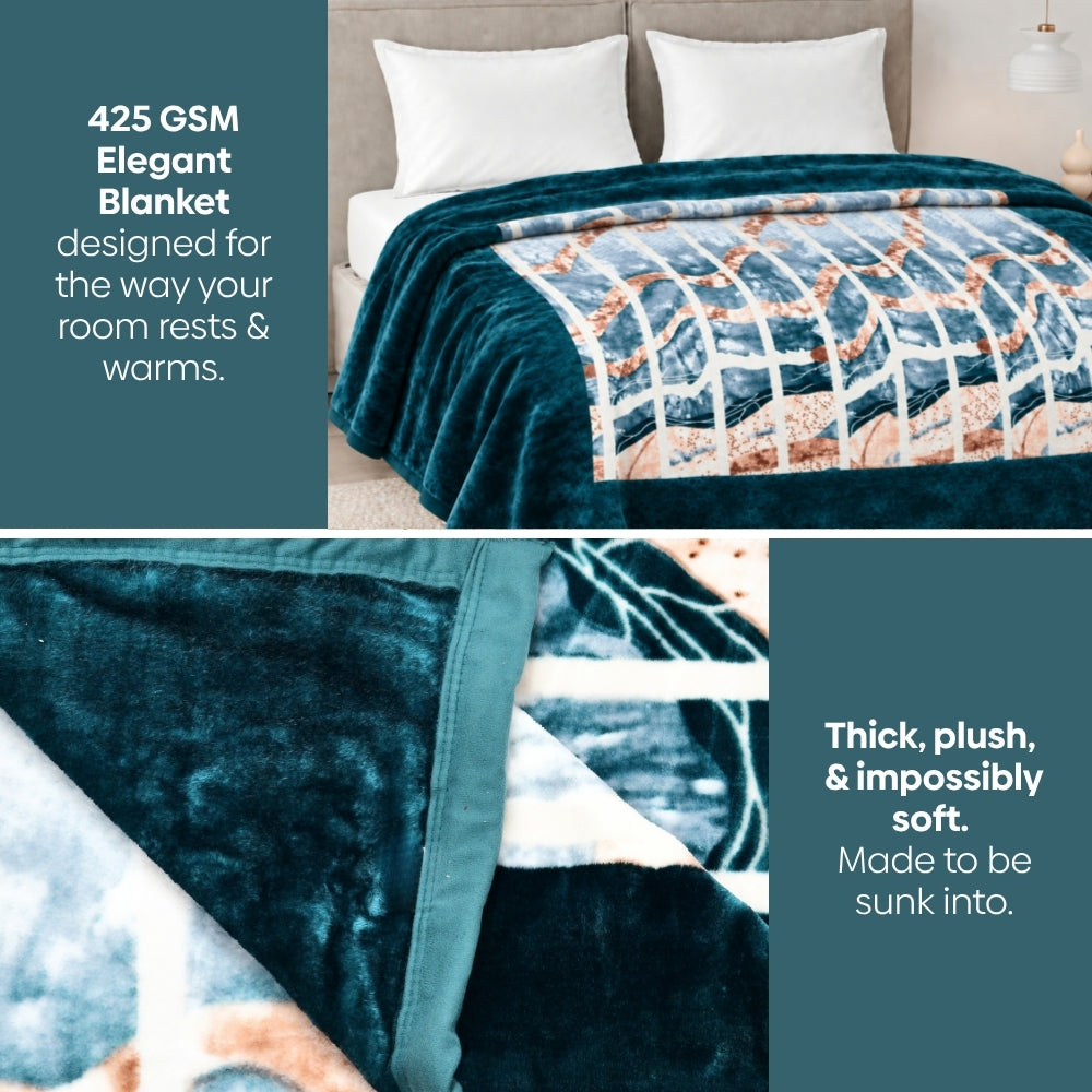 Soft Embrace Cloudy Printed Blanket, Ocean Drift