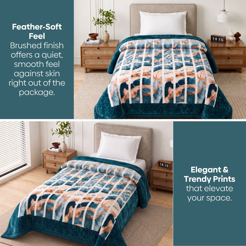 Soft Embrace Cloudy Printed Blanket, Ocean Drift