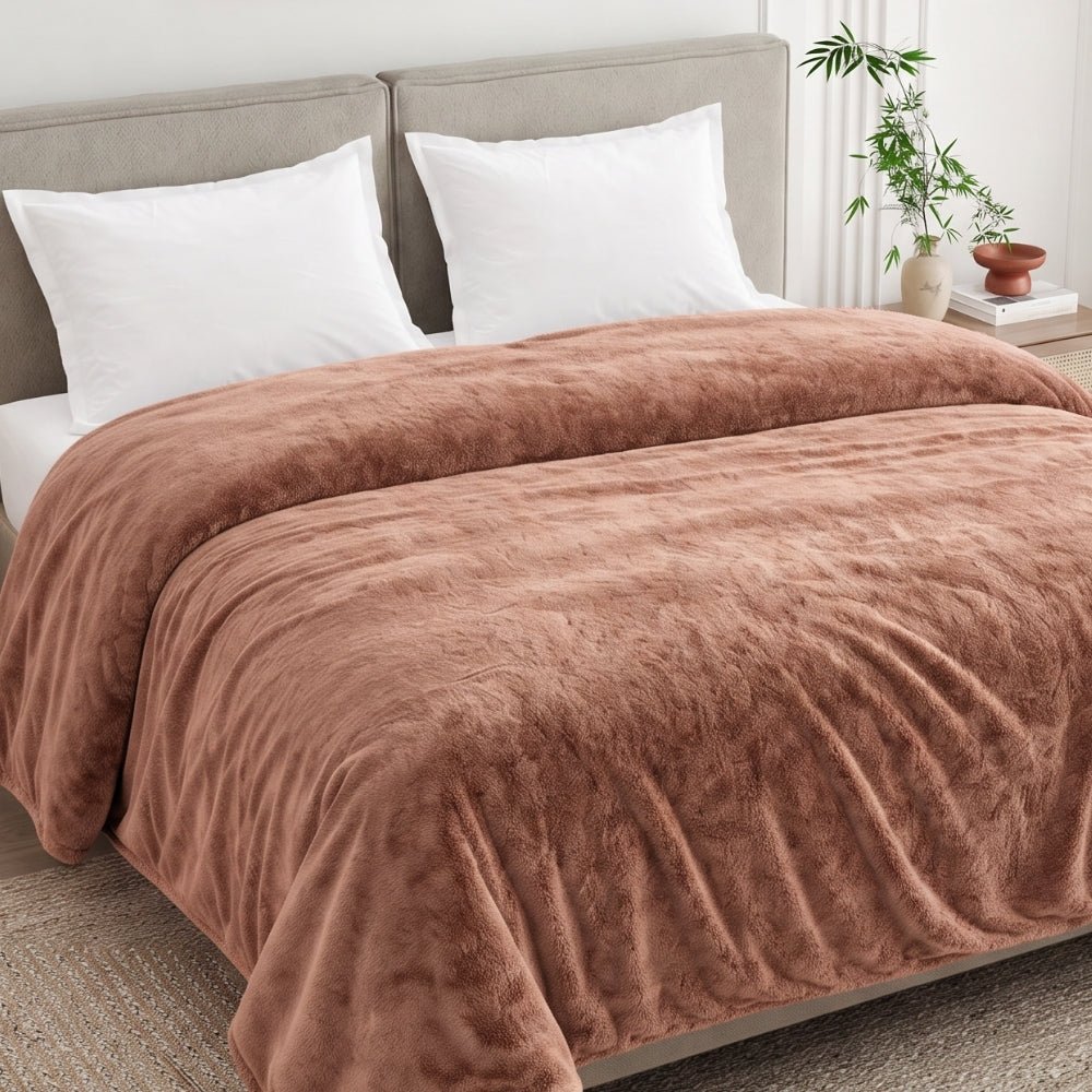 Soft Embrace Cozy Winter Flannel Blanket, Mocha - Flannel Blanket | haus & kinder