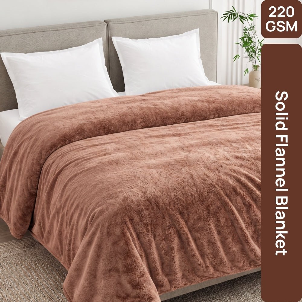Soft Embrace Cozy Winter Flannel Blanket, Mocha - Flannel Blanket | haus & kinder