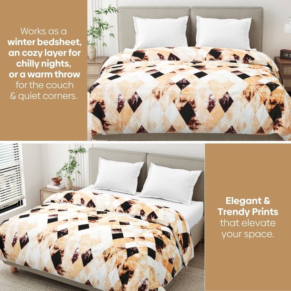 Champagne Mosaic, Cozy Winter Flannel Blanket - Flannel Blanket | haus & kinder